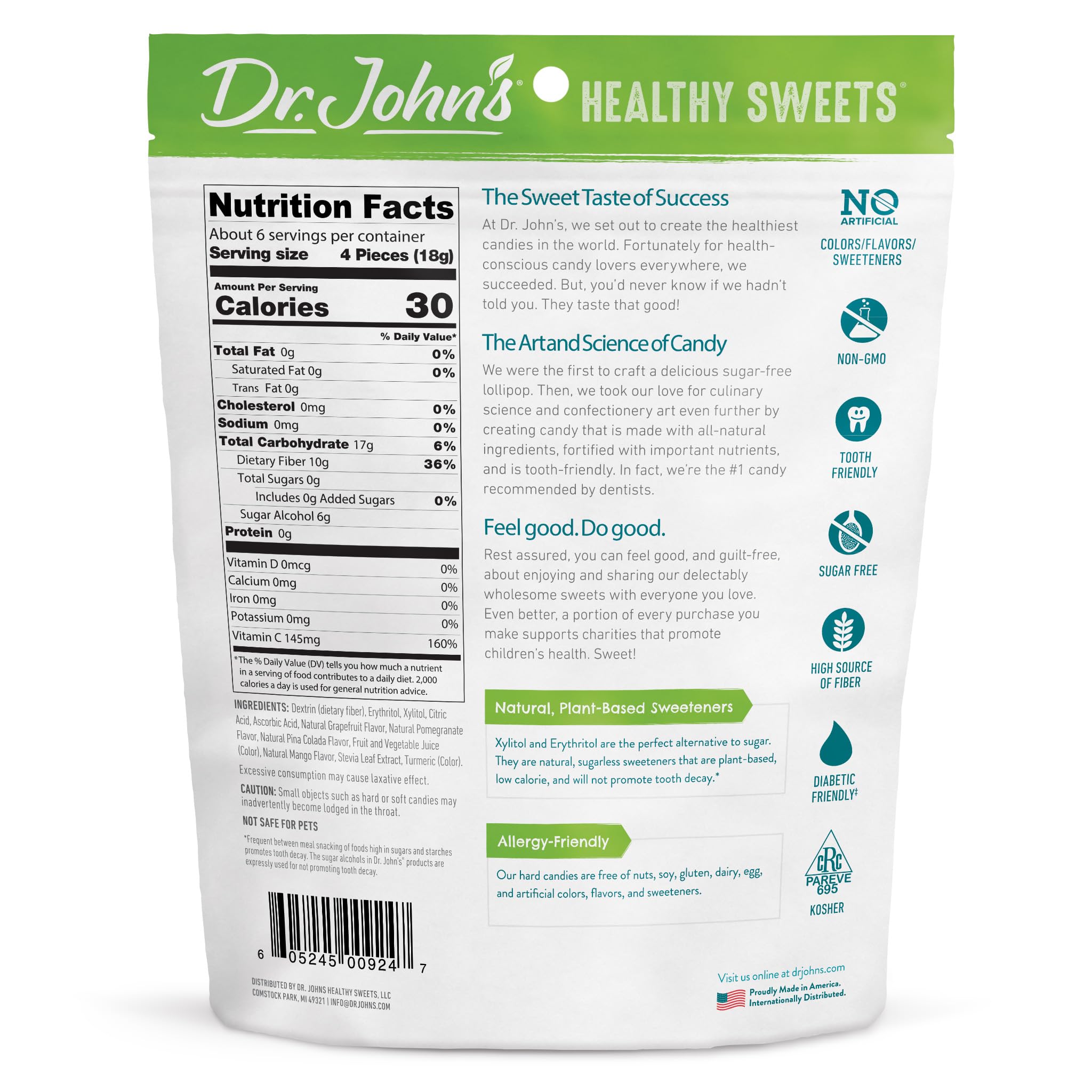 Dr. John’s Sugar Free Candy, Healthy Hard Candy with Zero Sugar, Low Calorie Snacks, Keto Friendly, Vegan, Gluten Free, Sunkissed Fruit, 24 Count