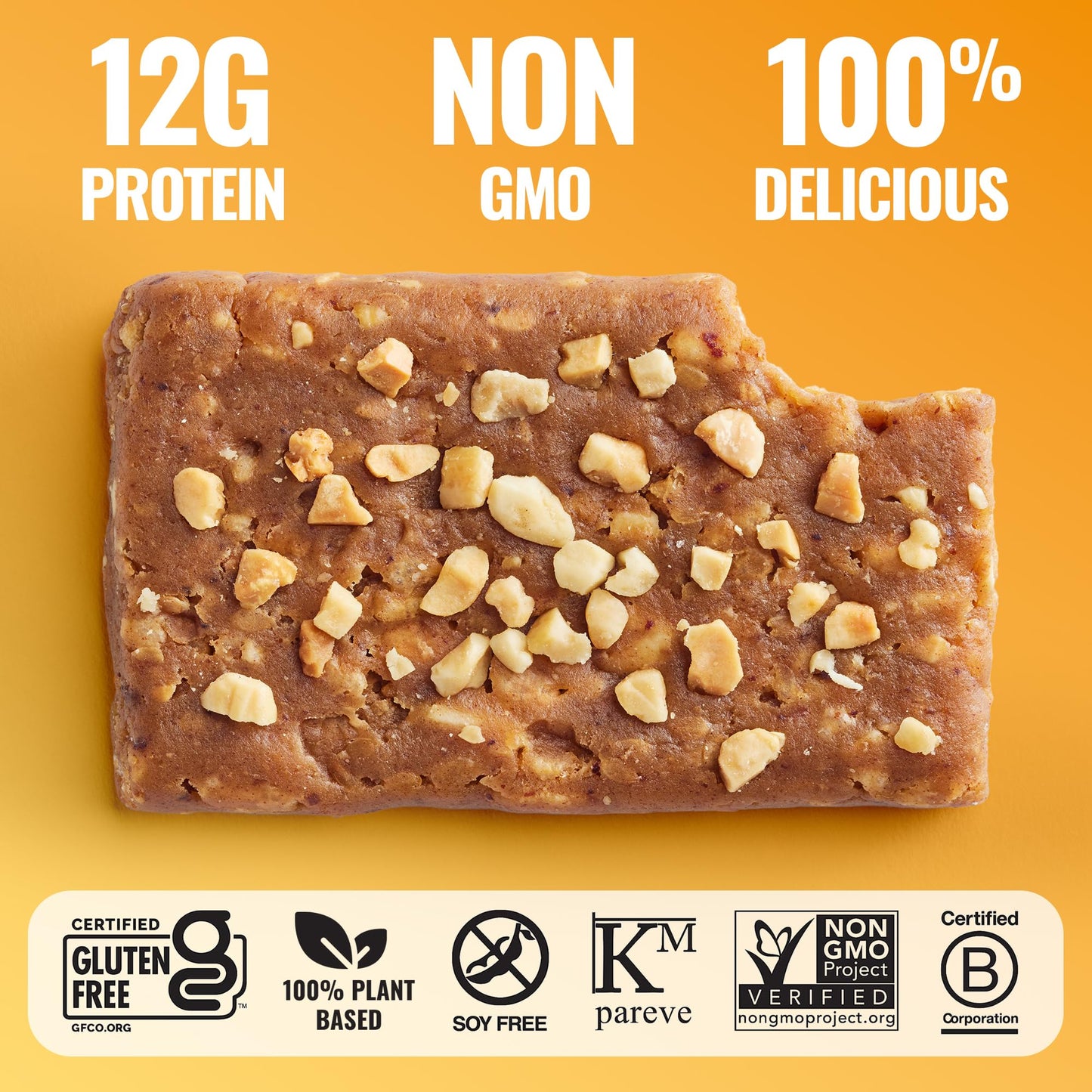 The GFB Peanut Butter Protein Bars - Gluten Free, Plant Based, Non GMO, Sustainably Made - Ridiculously Tasty, Healthy, Vegan, Nutrition Snack Protein