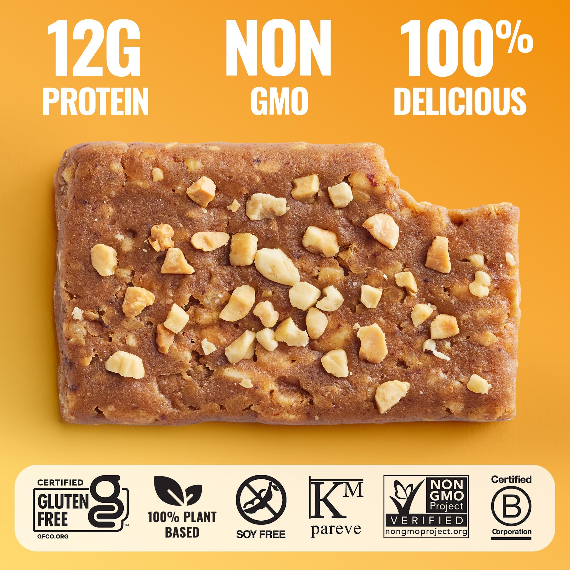 The GFB Peanut Butter Protein Bars - Gluten Free, Plant Based, Non GMO, Sustainably Made - Ridiculously Tasty, Healthy, Vegan, Nutrition Snack Protein