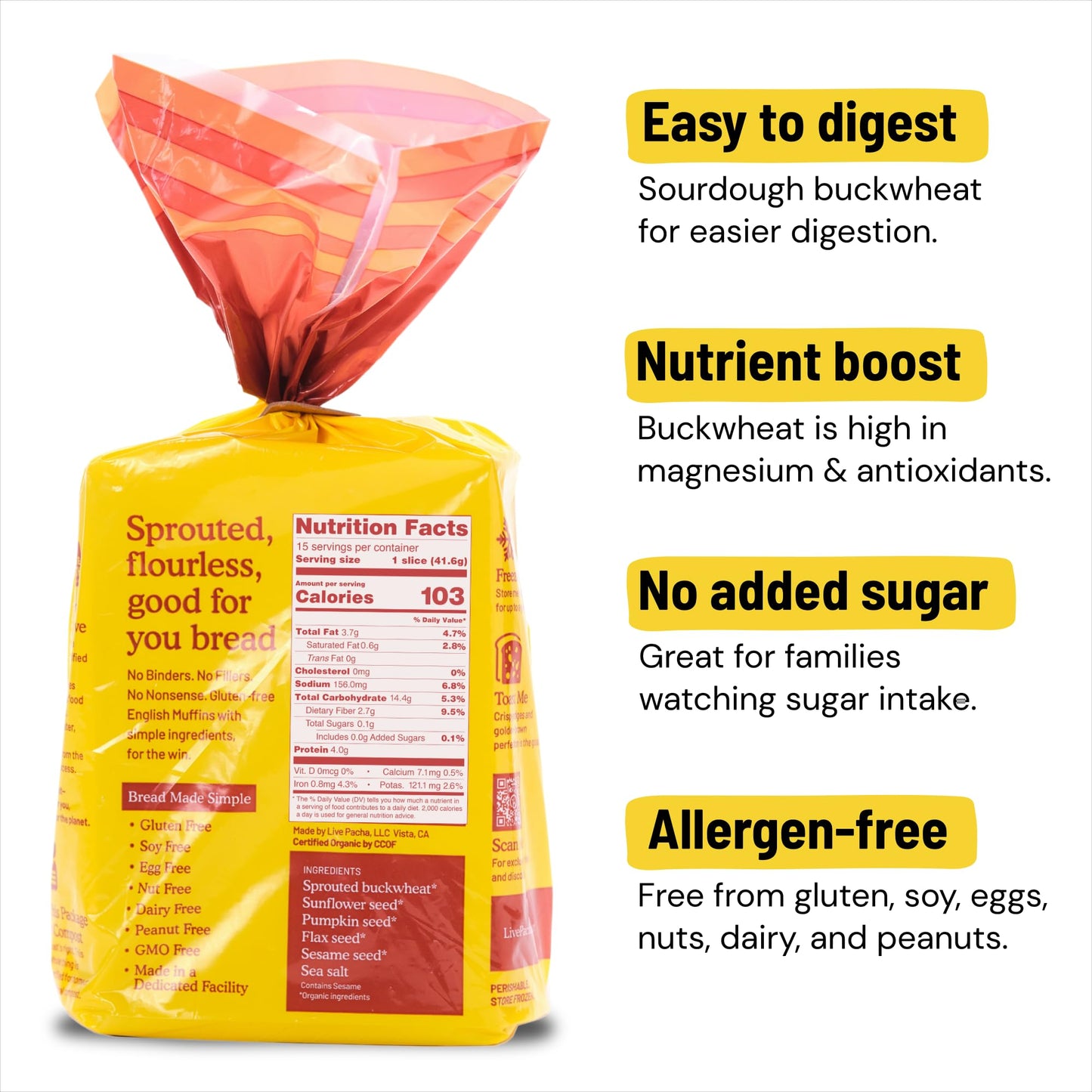 Pacha Organic Multiseed Buckwheat Sourdough, 22 OZ