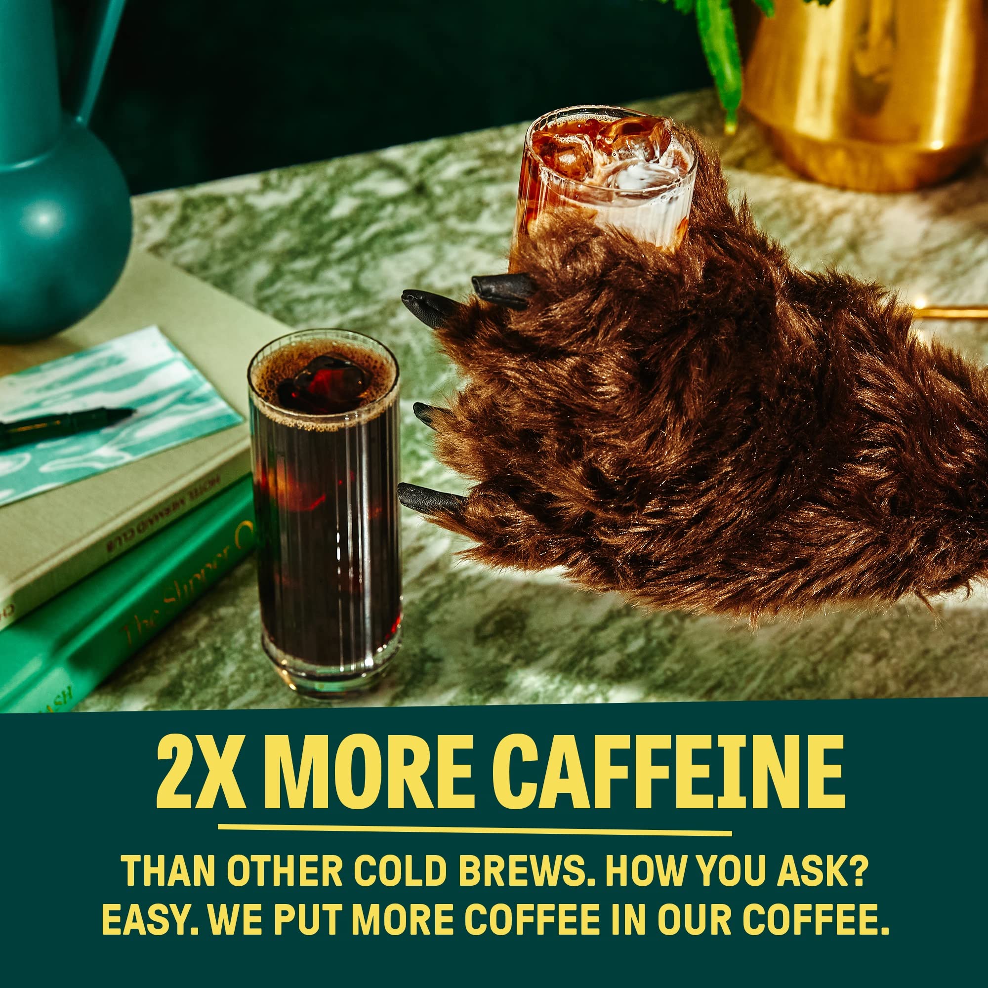 Wandering Bear Straight Black Organic Cold Brew Coffee - Extra Strong, Bold, Smooth, Unsweetened, Shelf-Stable, Ready to Drink & Vegan, 100% Organic