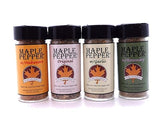 Sweet Heat Maple Pepper Set - Habanero, Rosemary, Garlic, and Original Maple Pepper - Made from Pure Vermont Maple Syrup