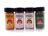 Sweet Heat Maple Pepper Set - Habanero, Rosemary, Garlic, and Original Maple Pepper - Made from Pure Vermont Maple Syrup