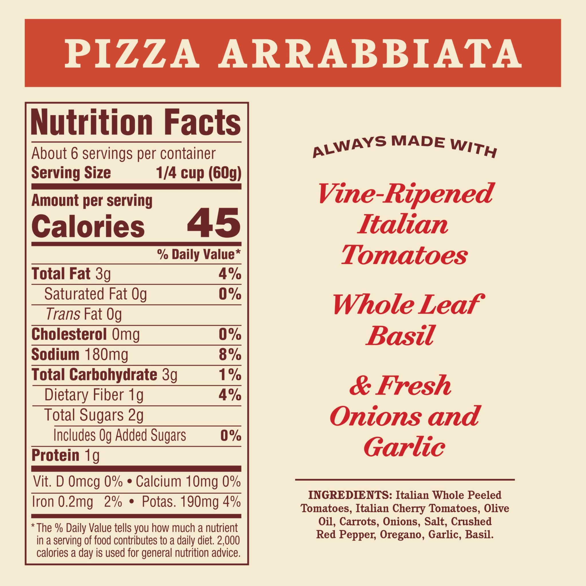 Rao's Homemade Arrabbiata Pizza Sauce Made with Italian Tomatoes, 12.3 oz