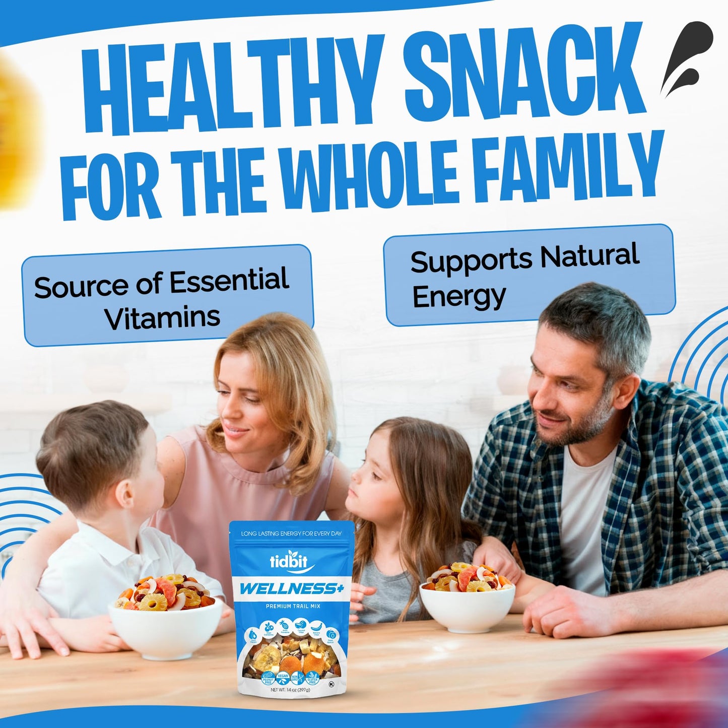 Tidbit Premium Trail Mix with Tropical Dried Papaya, Pineapple, Cranberries, Banana & Coconut Chips - Healthy Trail Mix Fruit Snack Mix for Natural