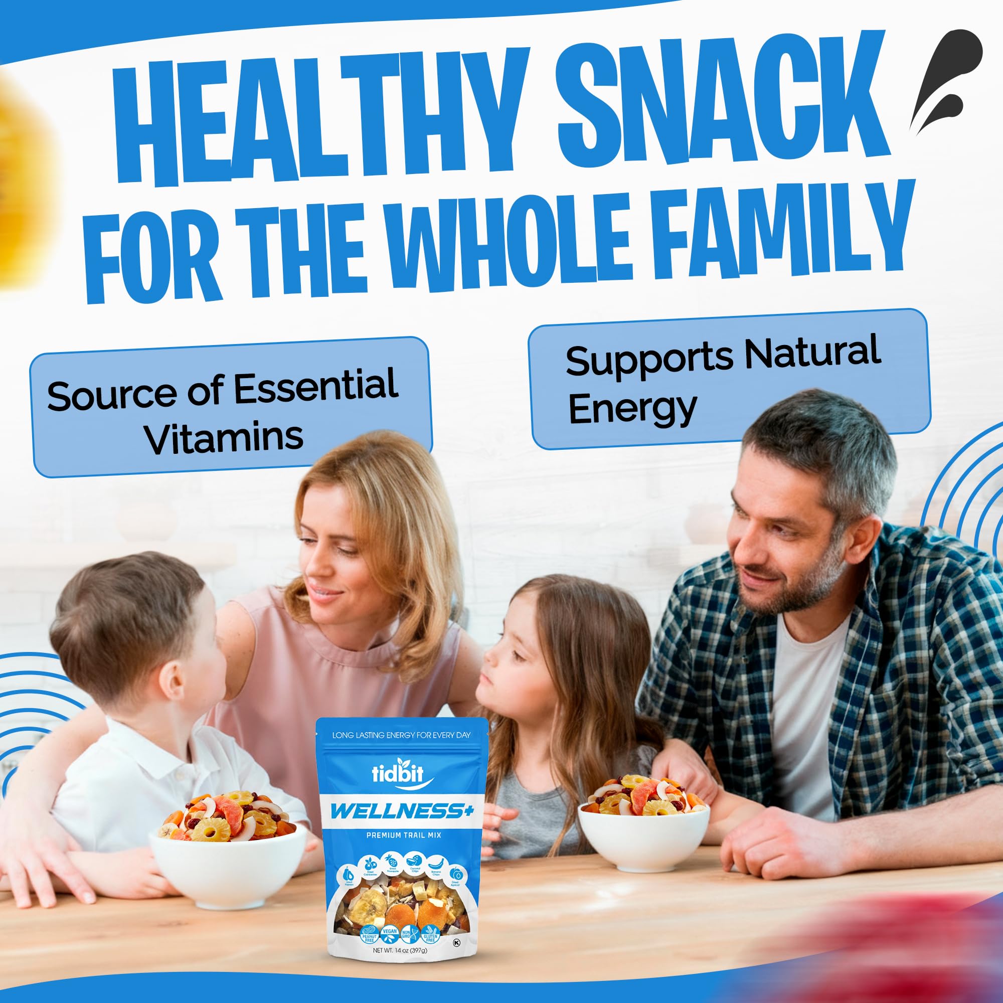 Tidbit Premium Trail Mix with Tropical Dried Papaya, Pineapple, Cranberries, Banana & Coconut Chips - Healthy Trail Mix Fruit Snack Mix for Natural
