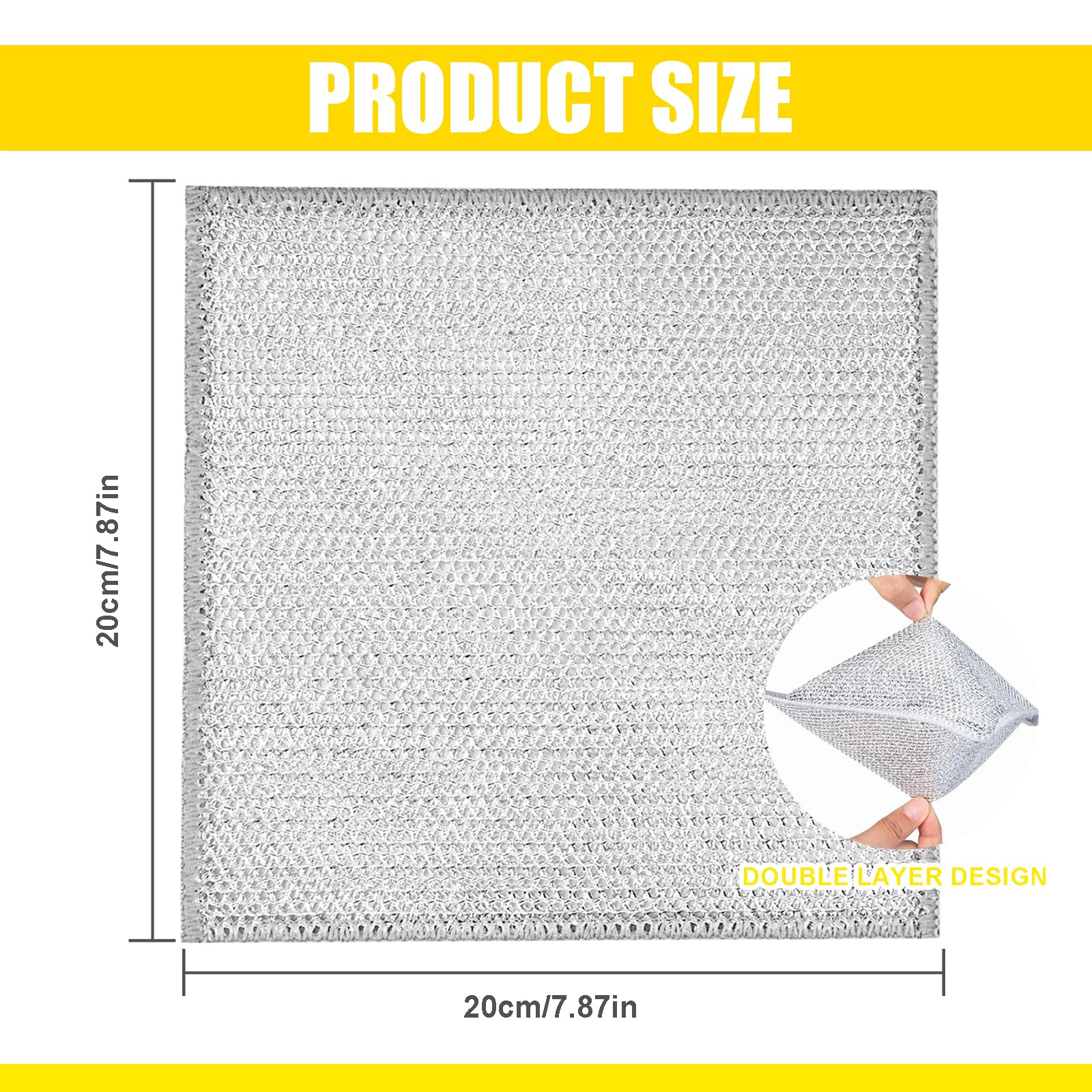Makoto Nobu 10 Pieces Multi-Purpose Wire Cloths, Double Layer Metal Kitchen Cloths, Reusable Wire Washing Dishes, for Pots, Pans, Stains, Stoves