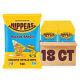 HIPPEAS Chickpea Tortilla Chips, Rockin’ Ranch Gluten Free Snacks, Dairy Free, Vegan, 1oz, Pack of 18, 3g Protein, 3g Fiber, Crunchy, Nutritious