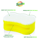 Scrub Sponge by Scrubit -Multipurpose Cellulose Cleaning Sponges with Non Scratch Scouring Pad for Dishes, Pots, Pans, Glass Cooktop - Super Absorbent