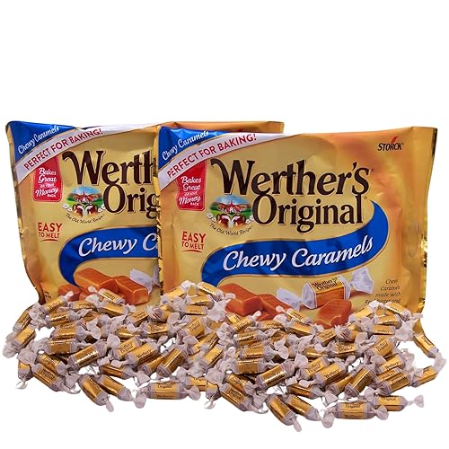 Werther's Original Soft Chewy Caramels, Soft Caramel Candy Made with Real Butter & Fresh Cream, Fall Treat, Perfect for Baking, Pack of 2, 10.8 Ounces