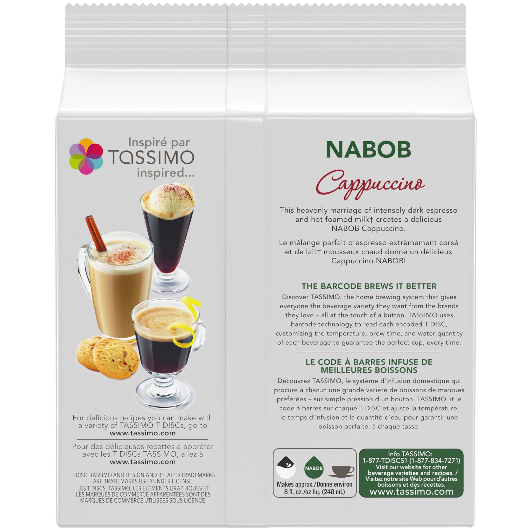 Tassimo Nabob Cappuccino Coffee Single Serve T-Discs, 8ct, 263g/9.3 oz., {Imported from Canada}