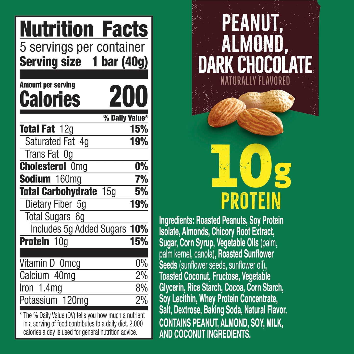 Nature Valley Chewy Protein Granola Bars, Peanut Almond Dark Chocolate, 5 Bars, 7.1 OZ