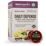 Daily Defense Organic Coffee Pods - Coffee with Maitake, Ginger Root, Lemon Peel & Superfoods - Healthy Mold Free Probiotic beverage, Vegan, Gluten