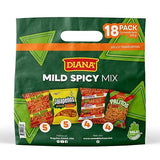Diana Mild Spicy Snack Variety Pack, Hot Curls, Jalapeños, Spicy Cornbits and Chili Limon Palitos, 18 Bags, 18 Oz