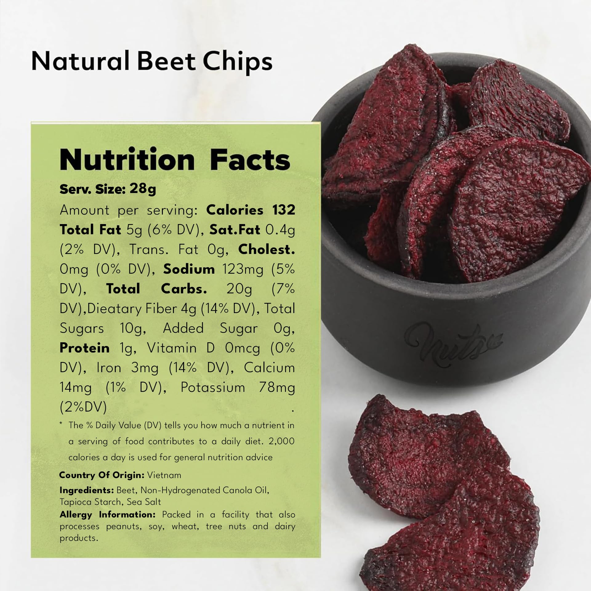 NUTS U.S. - Beet Chips | Sea-Salted | No Color Added and No Sugar Added | All Natural | Delicious And Healthy | Bulk Chips (Beet Chips, 2.2 LBS)