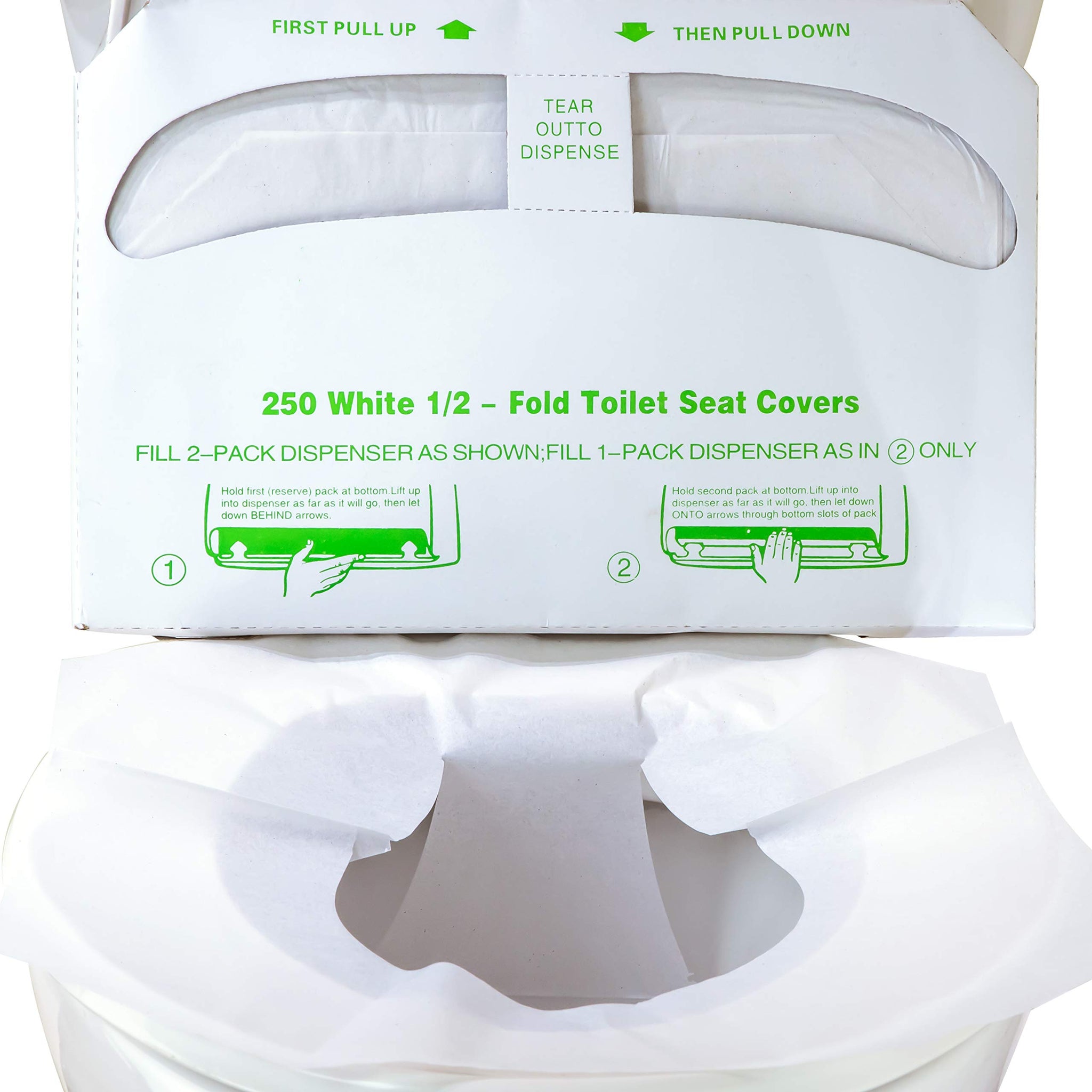 Biodegradable Half-Fold Toilet Seat Covers 500 Pk. Self-Flushing, Disposable Potty Papers Keep Toilets Clean and Family Healthy. Sanitary Paper Safety
