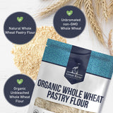 Great River Milling Organic Whole Wheat Pastry Flour | Soft Texture, Lower Gluten | USDA Organic, Non-GMO, Kosher | Ideal for Muffins, Cookies, Cakes