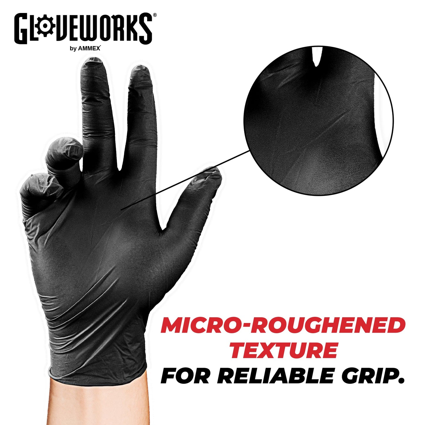 GLOVEWORKS Black Nitrile Gloves 5 Mil Disposable for Food Service, Cooking, Professional Cleaning, Size Large, Box of 100