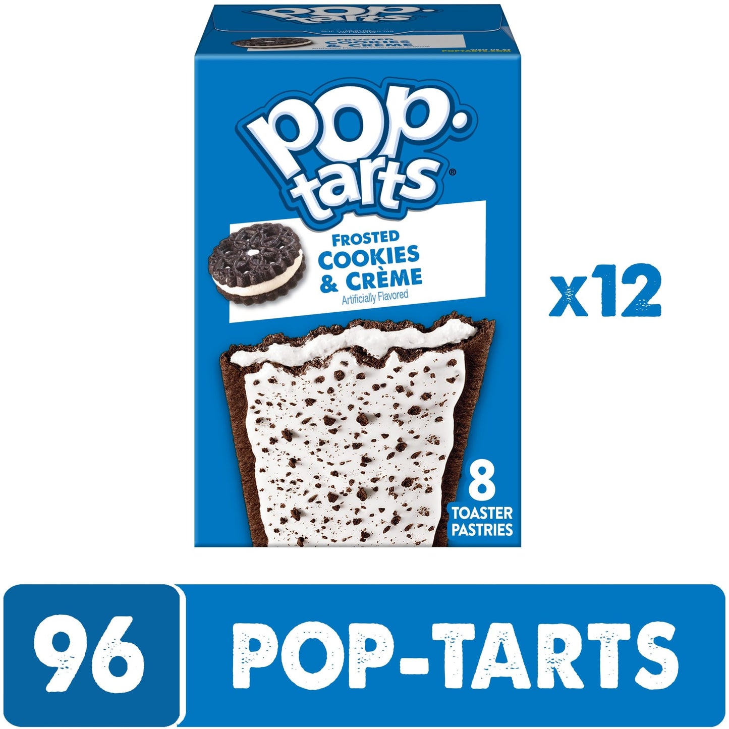 Pop-Tarts Toaster Pastries, Breakfast Foods, Kids Snacks, Frosted Cookies and Creme (96 Pop-Tarts)