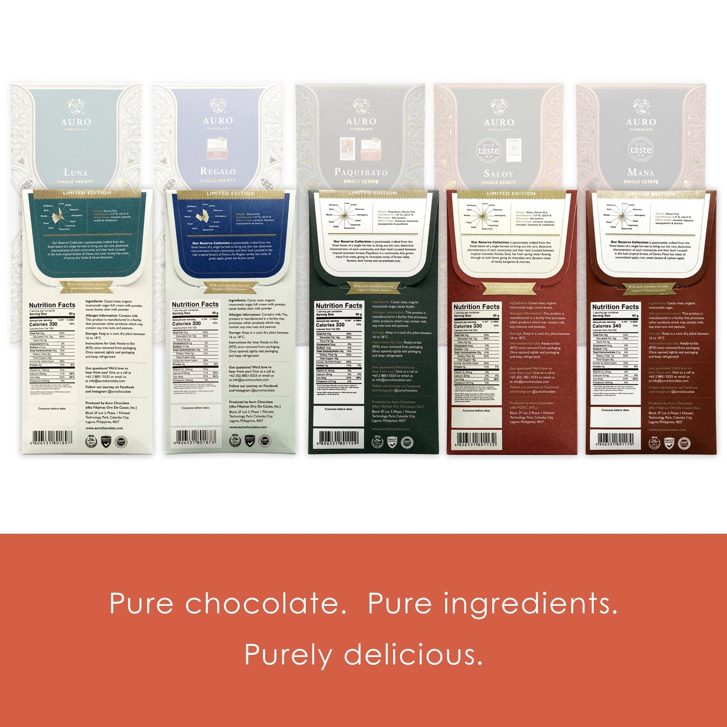 Auro - Mixed Collection - Filipino Chocolate Bundles (Reserve, 5 Bars)