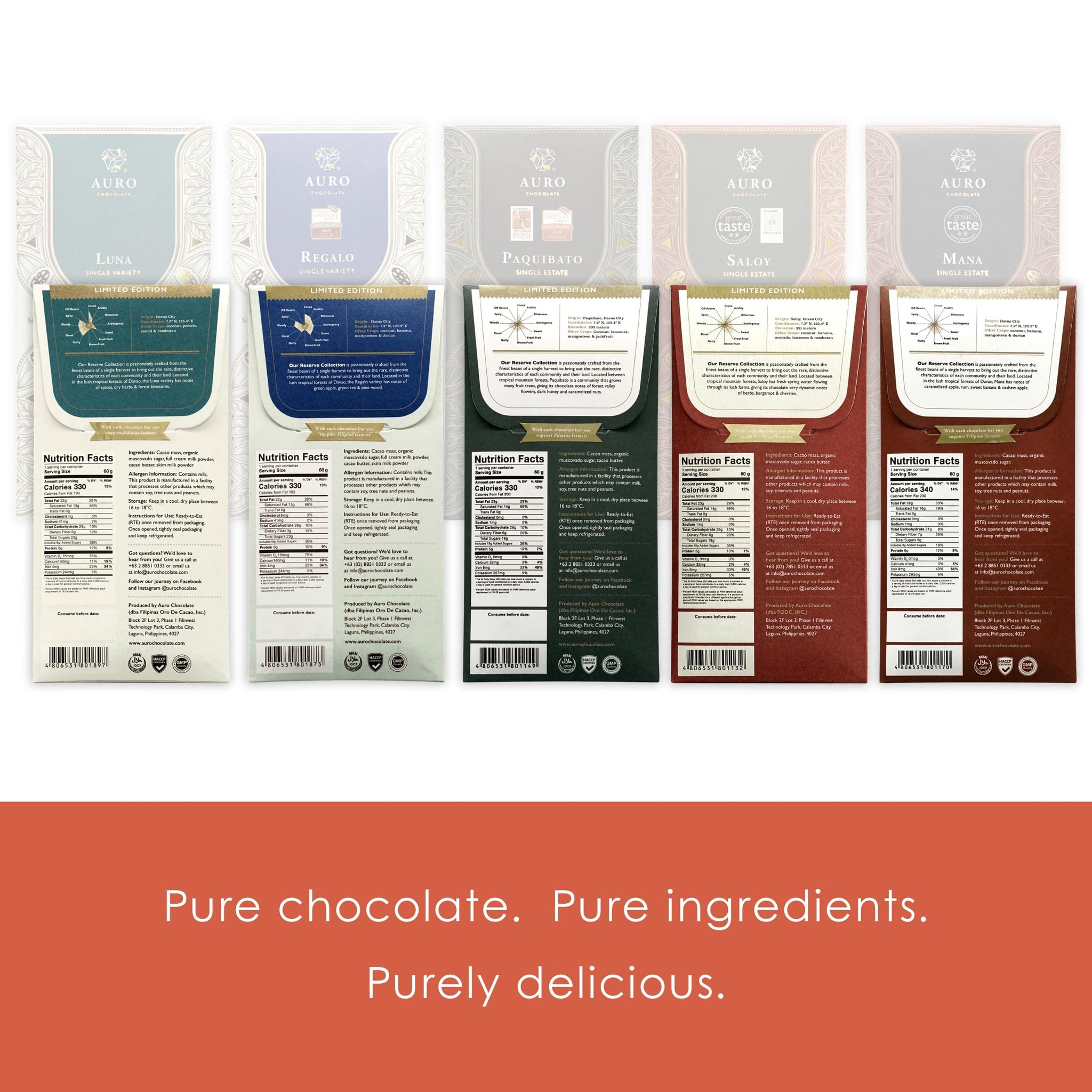 Auro - Mixed Collection - Filipino Chocolate Bundles (Reserve, 5 Bars)