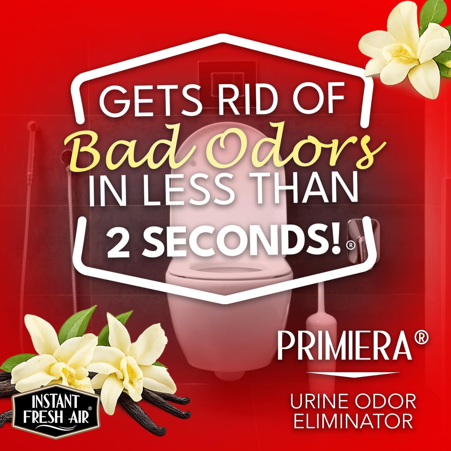 Instant Fresh Air Human Urine Odor Eliminator 'Primiera' - Urine Remover Spray for Bathrooms, Mattresses, Furniture, Carpets, & Hard Surfaces