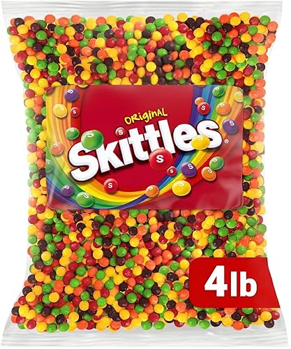 Original ChewySkittles Candy, 4lb Bulk Pack Bag of Candies for Easter Baskets, Egg Hunts, Parties, Movie Nights and Sharing with Friends and Family