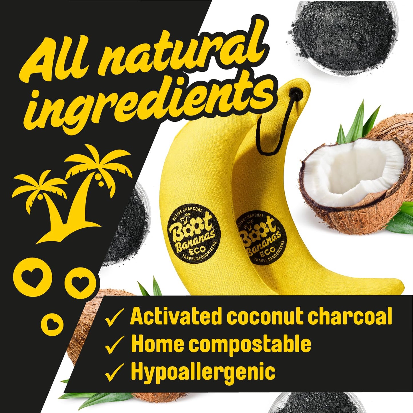 Boot Bananas Eco Travel Deodorisers | Light Weight, Sustainable, Reusable Sports Shoe & Glove Deodorizer Odour Neutralizer & Air Purifier |