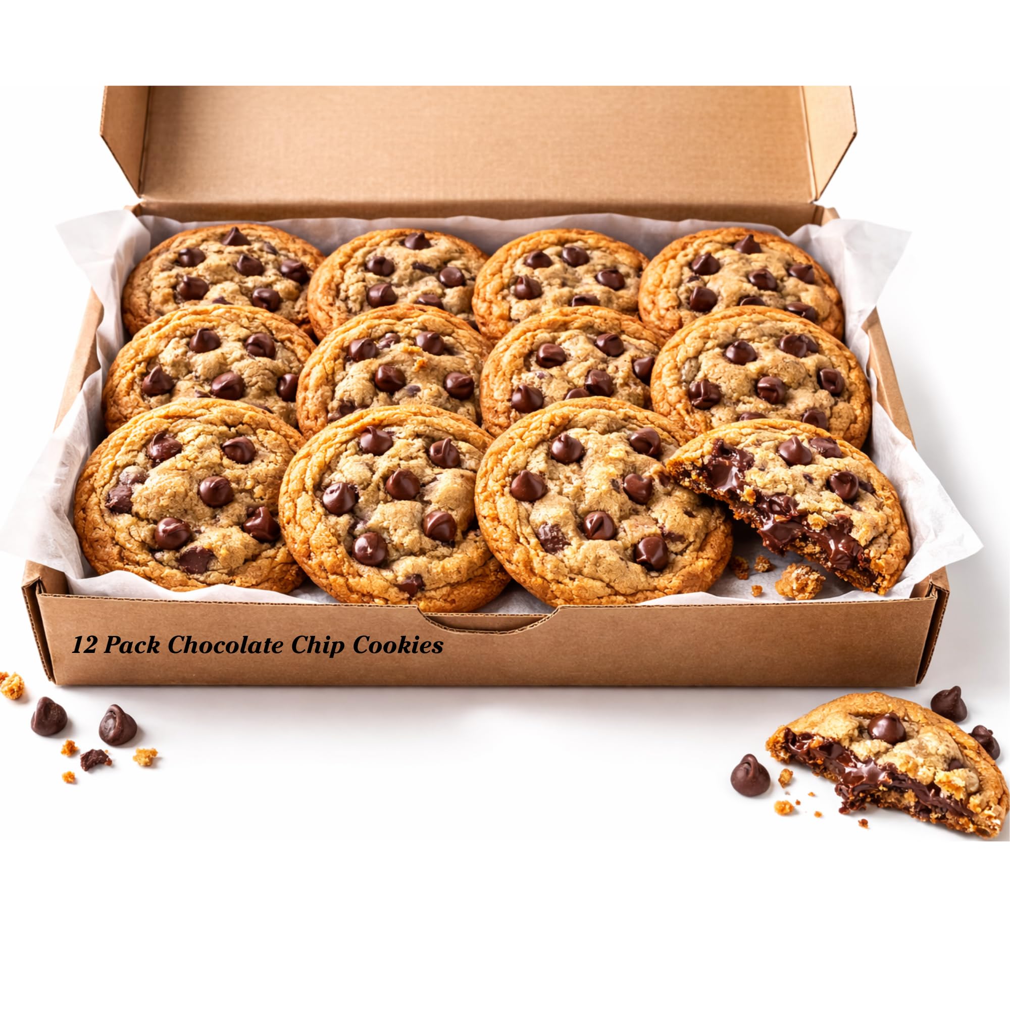 Gourmet Chocolate Chip Cookies by Sweetness Central, Crafted Fresh for Each Order, Bursting with Chocolate Chips, Perfect Dessert or Gift