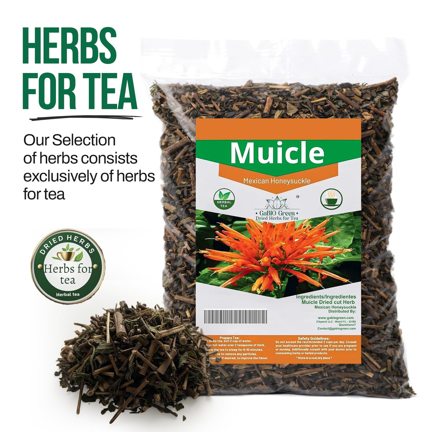 Muicle Mexican Honeysuckle 4.1 oz/116.2 Gr Herbal tea Caffeine Free 100% natural,Gabio Green Herbs