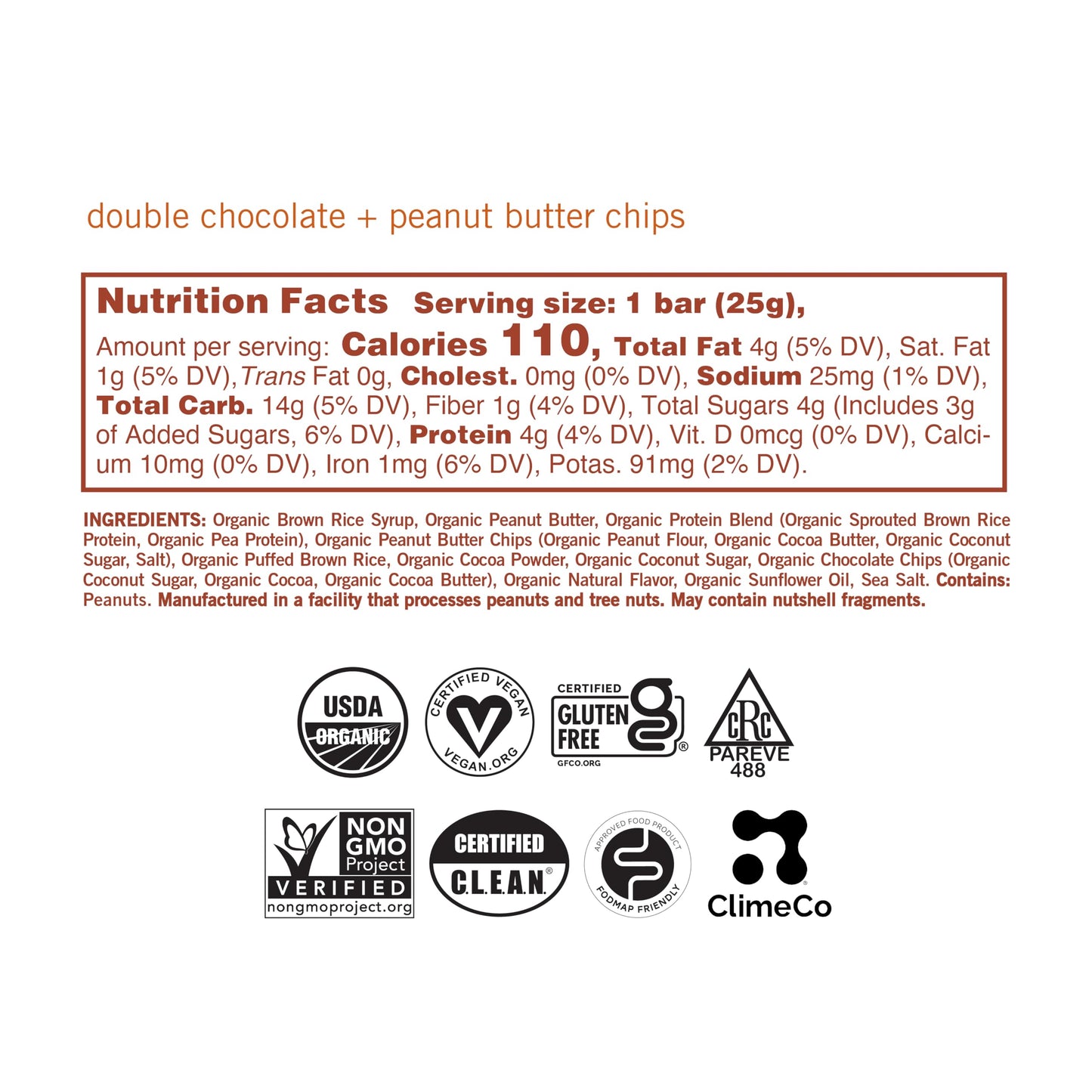 GoMacro MacroBar Mini Organic Vegan Snack Bars - Double Chocolate + Peanut Butter Chips (0.90 Ounce Bars, 24 Count)