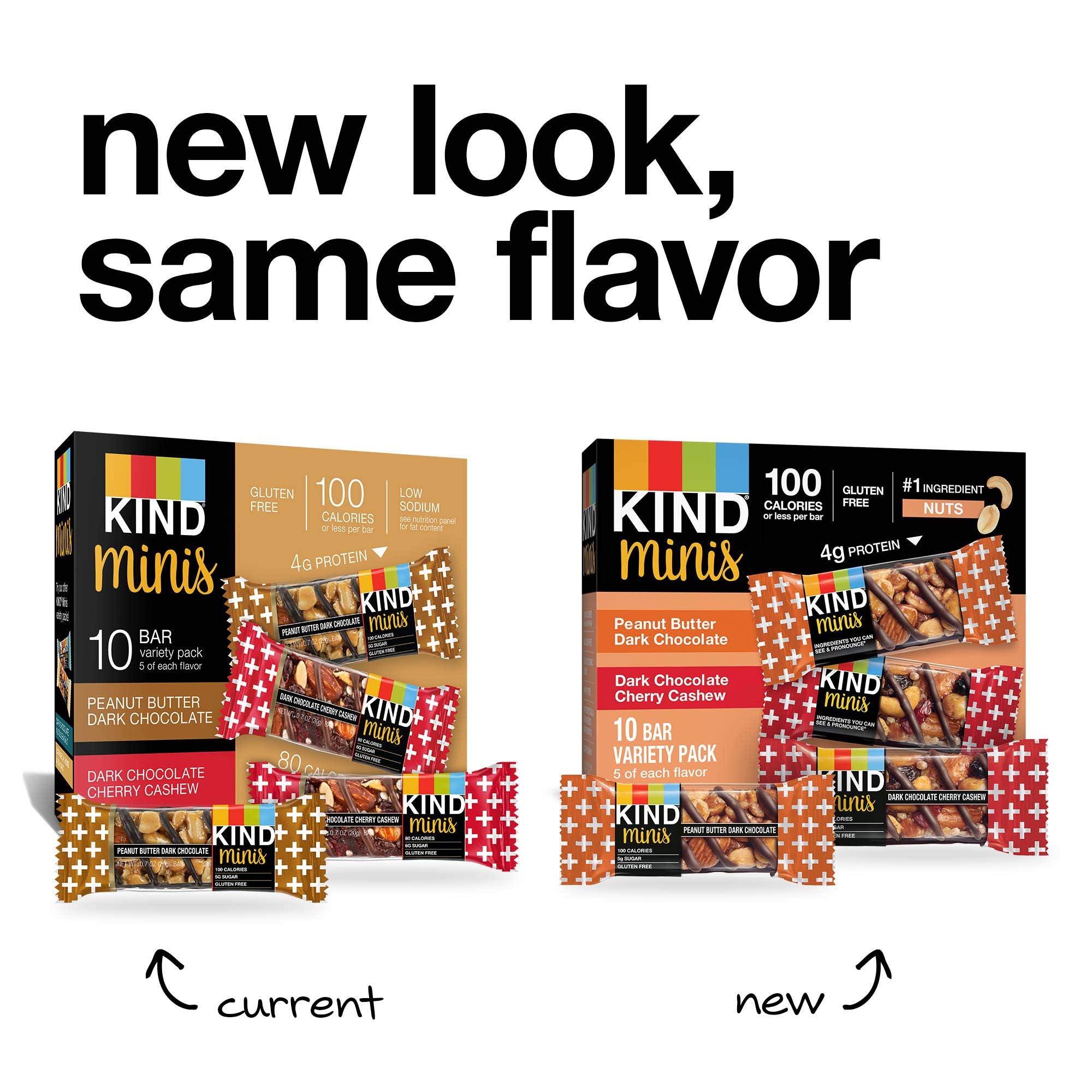 KIND Bar Mini's, Peanut Butter Dark Chocolate/Cherry Cashew, Gluten Free, Low Sugar, 10 Count (Pack of 8)