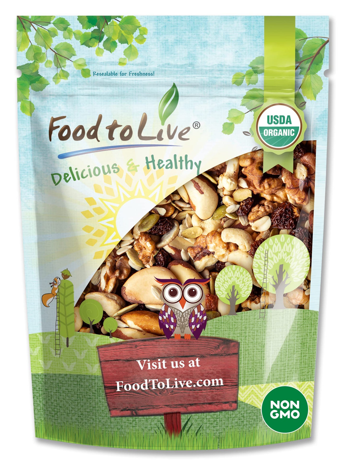 Organic Vitality Snack Mix, 1 Pound - Raw and Non-GMO Trail Mix Contains Golden Berries, Raisins, Brazil Nuts, Cashews, Walnuts, Pumpkin Seeds