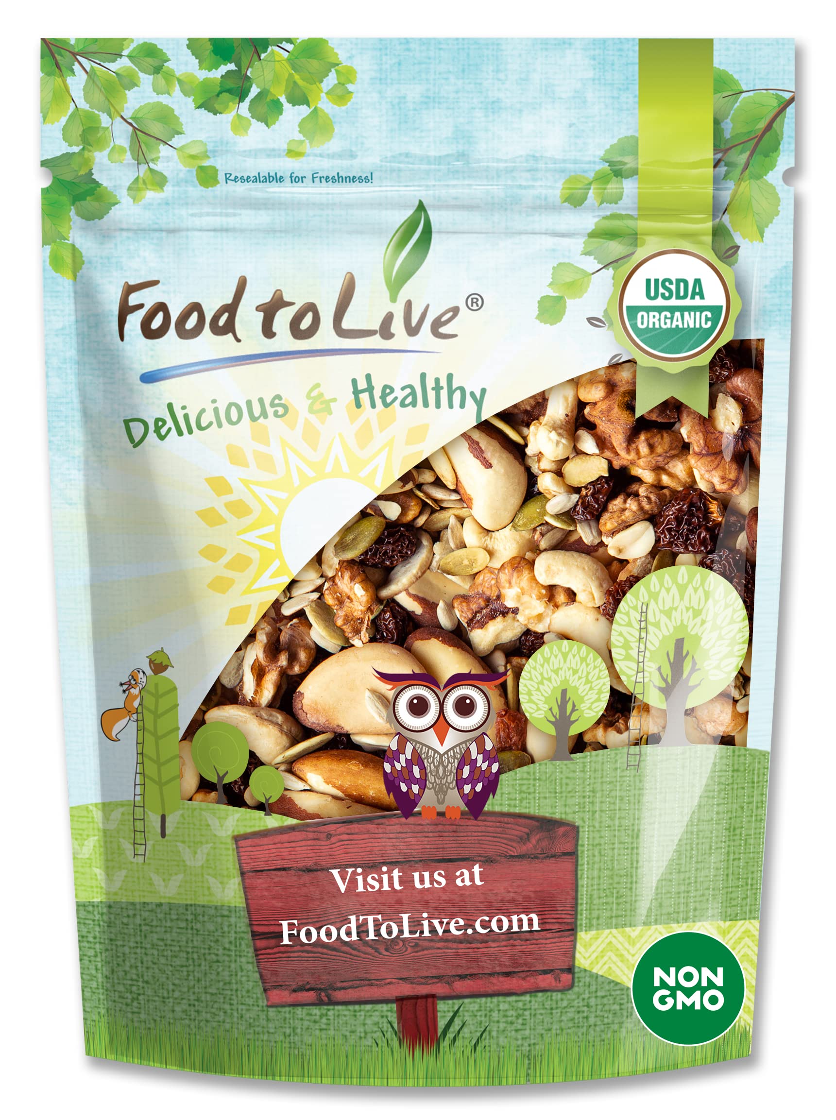 Organic Vitality Snack Mix, 1 Pound - Raw and Non-GMO Trail Mix Contains Golden Berries, Raisins, Brazil Nuts, Cashews, Walnuts, Pumpkin Seeds