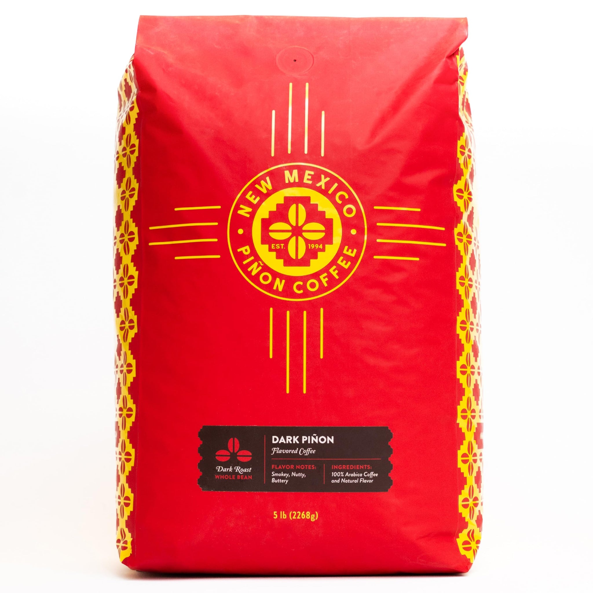 New Mexico Pion Whole Bean Coffee Dark Roast 100% Brazilian Arabica Naturally Nutty & Bold Flavored Coffee Beans - 5 Lb Bag