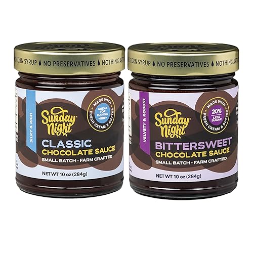 Sunday Night Foods Classic Chocolate and Bittersweet Chocolate Sauce: Gourmet Chocolate Sauces, Farm-Crafted, Gluten-Free, No Artificial Ingredients