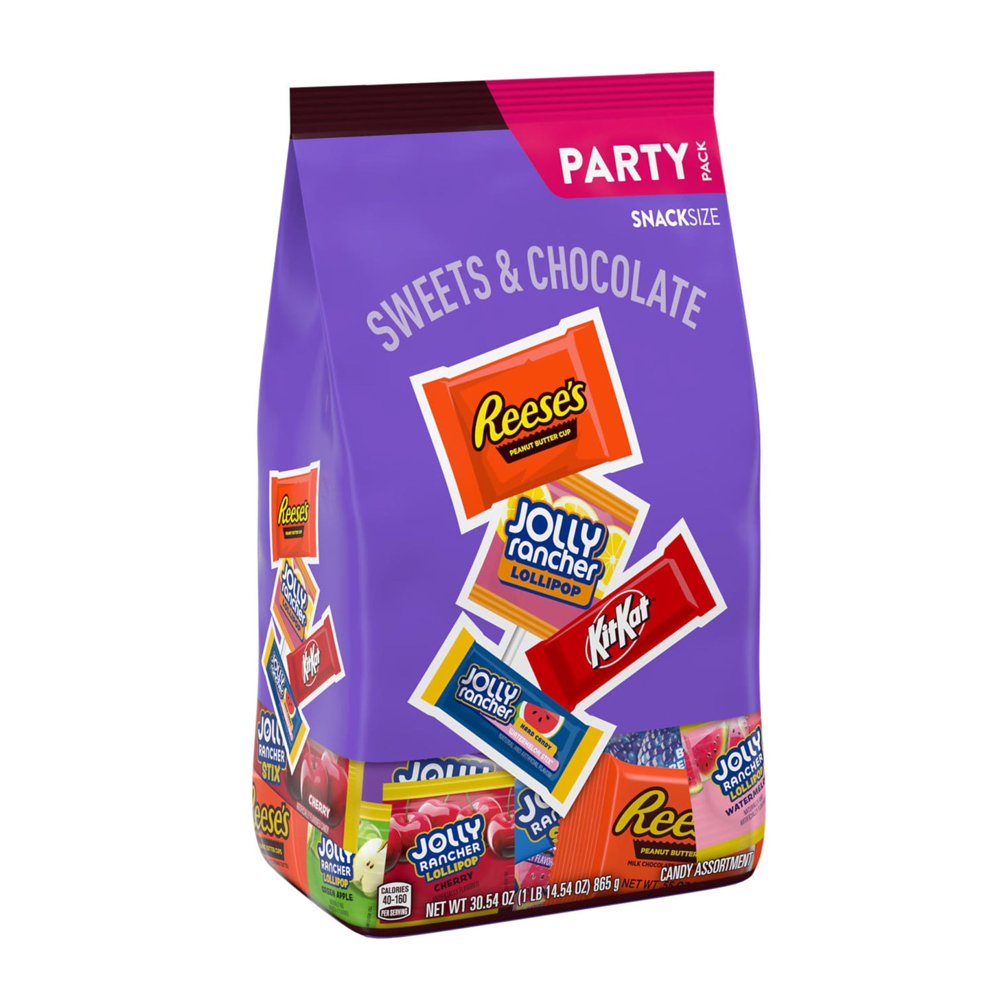 JOLLY RANCHER, KIT KAT and REESE'S Assorted Flavored Snack Size, Candy Party Pack, 30.54 oz