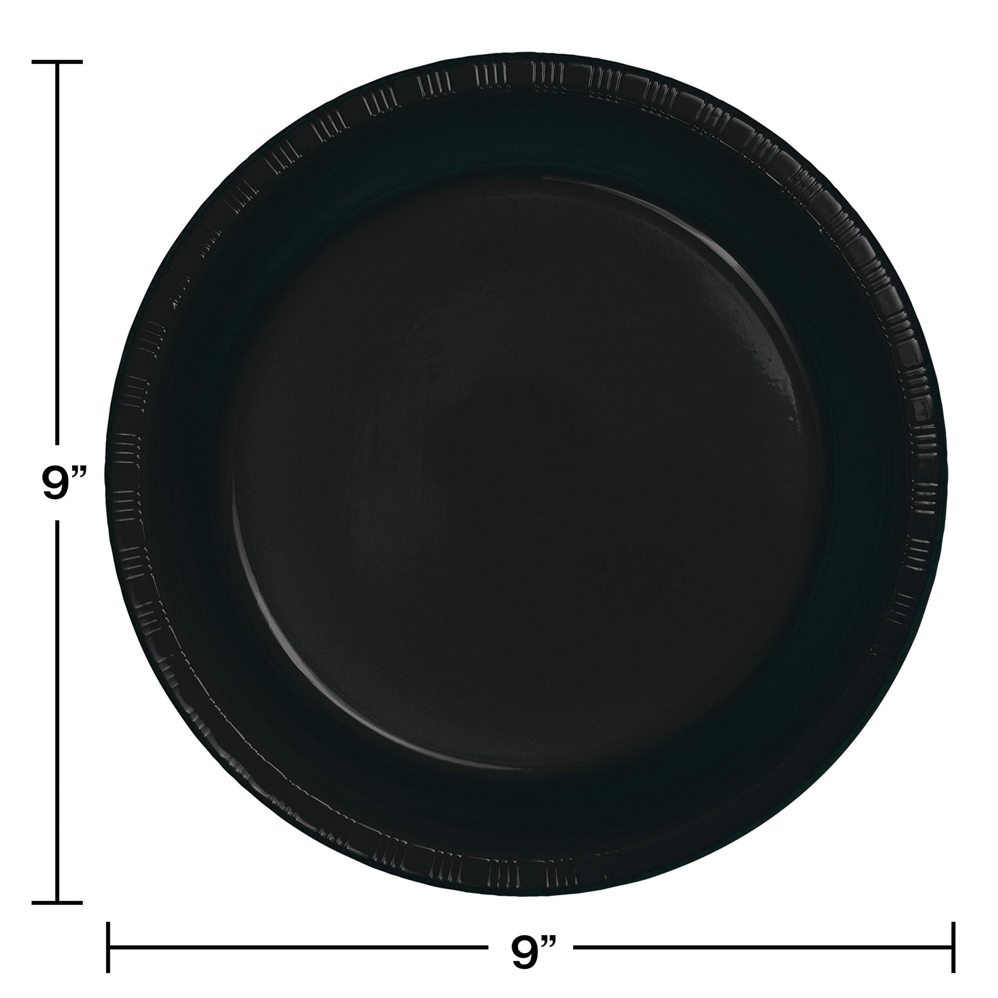 Creative Converting Touch of Color 50 Count Plastic Dinner Plates, Black Velvet