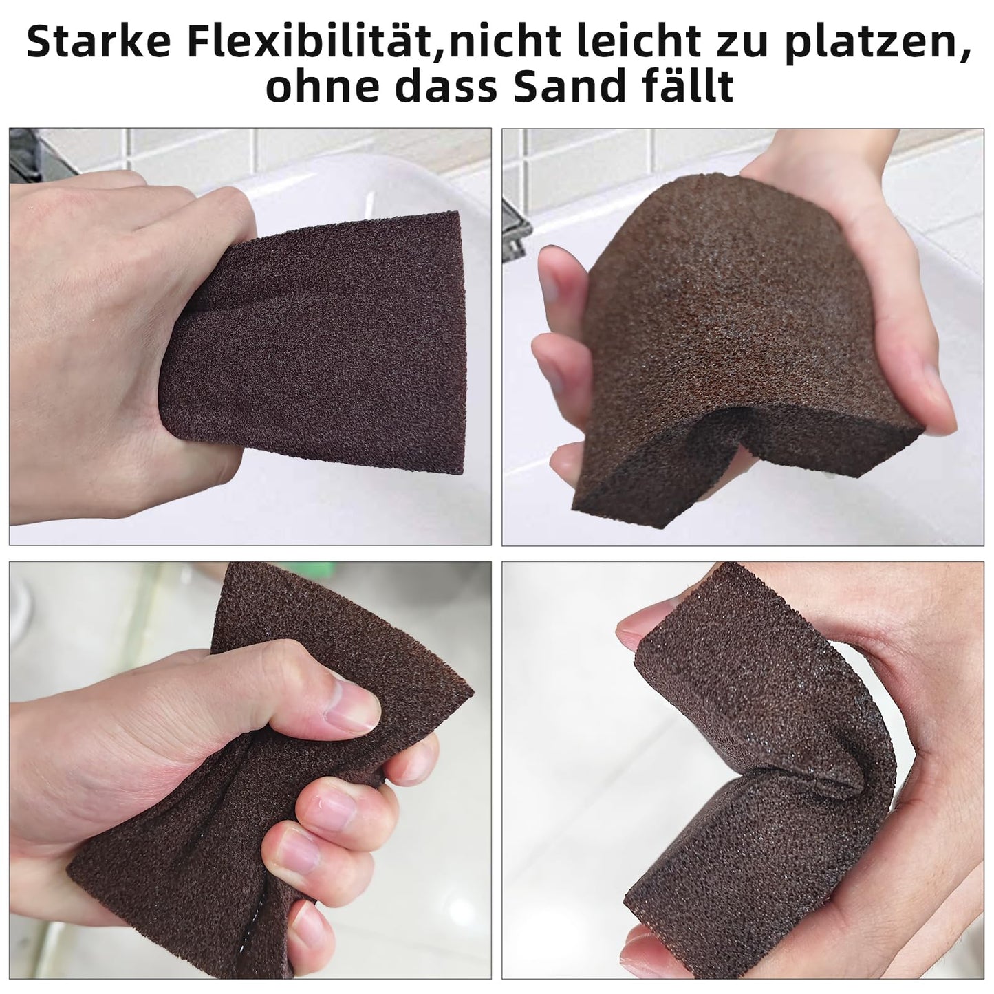 Foamworld 6Pcs Emery Sponge, Nano Carborundum Sponge, Hand Sanding Block, Kitchen Cleaner Tool, Wet and Dry Dual-use, Durable Thick Sanding Sponge