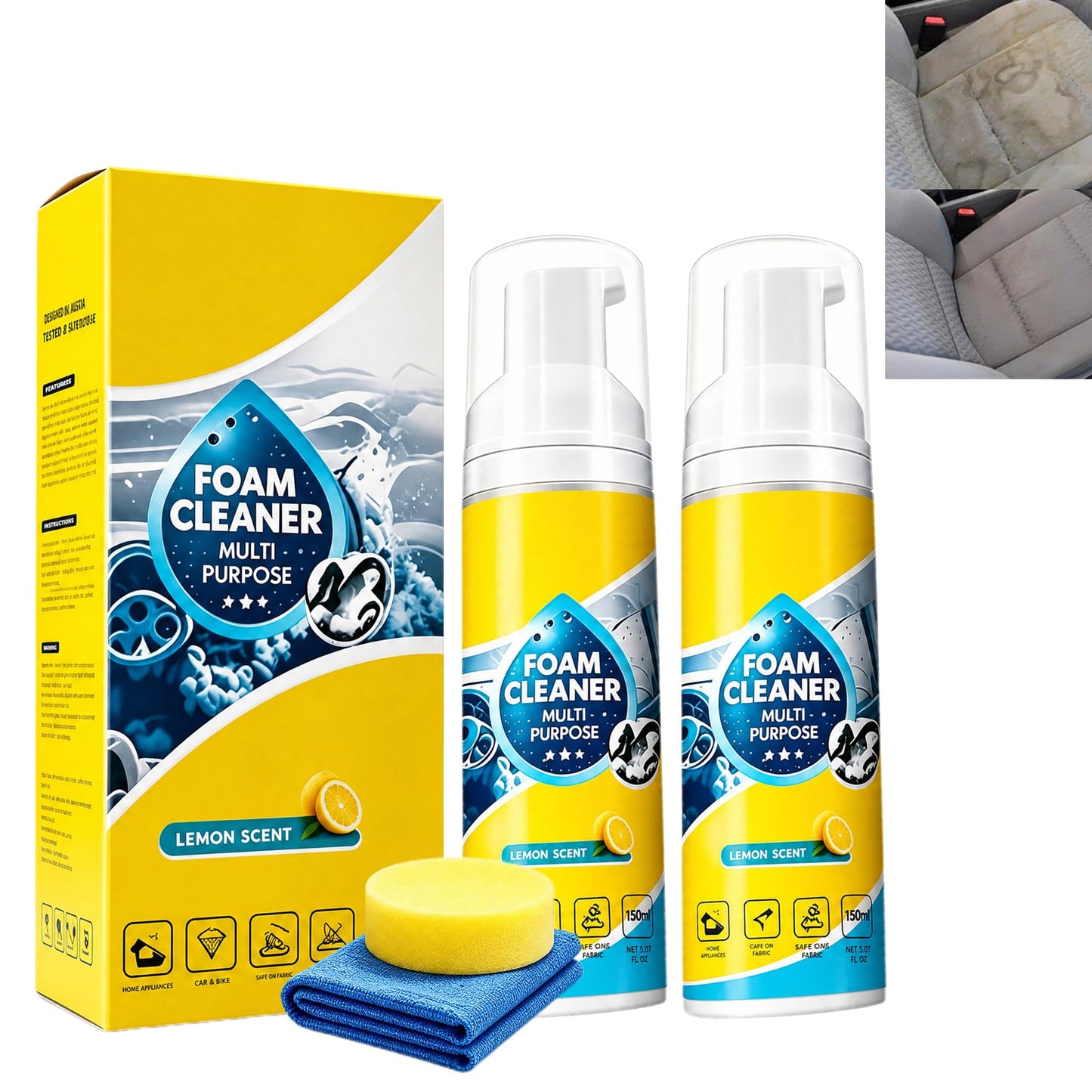 increnobl Zanvori Foam Cleaner All Purpose, 4-In-1 Multi-Enzyme Foam Cleaner, All Purpose Multi Purpose Foam Cleaner Spray For Car Interior, 5oz