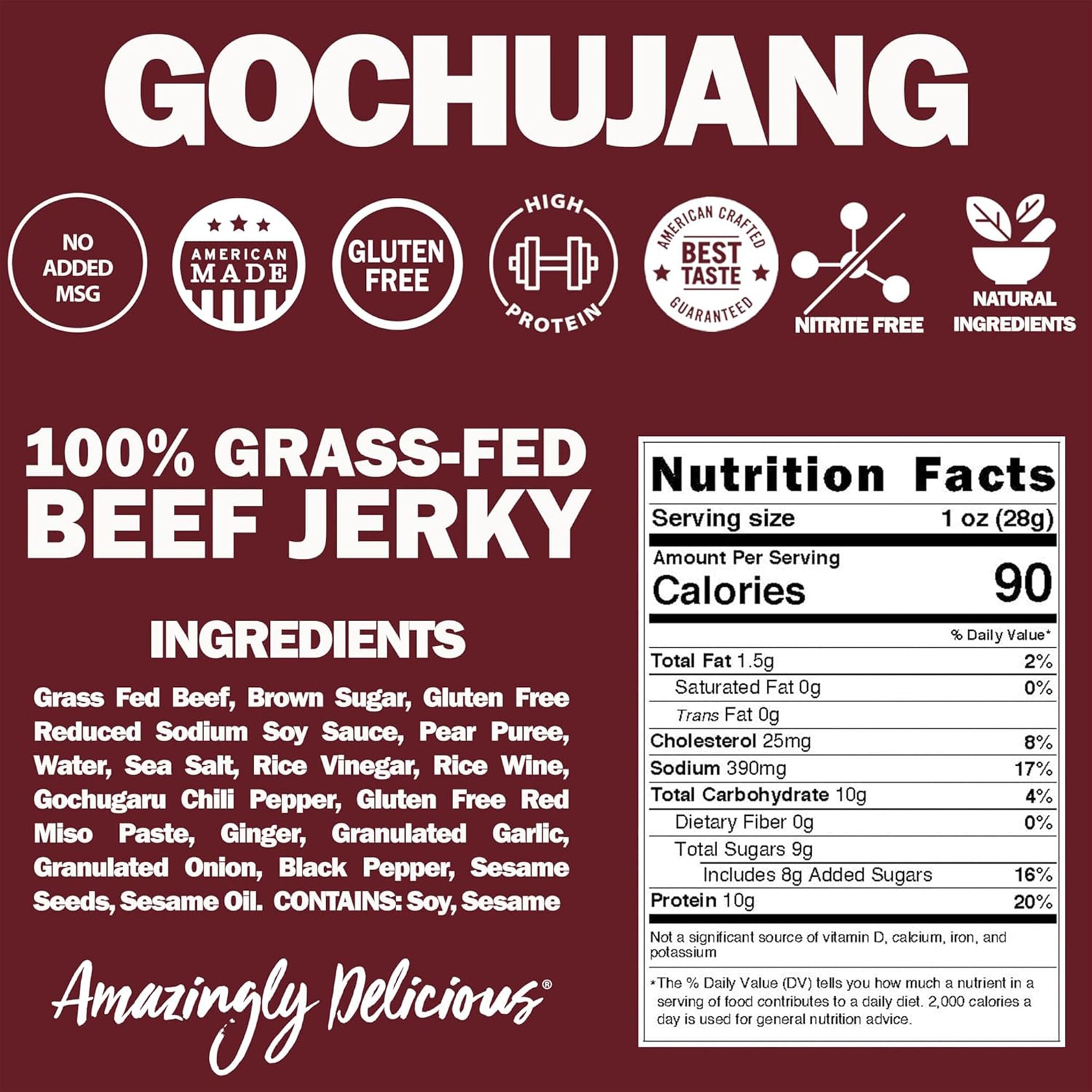 Field Trip Grass Fed Beef Jerky, Healthy Gluten Free Snacks, All Natural, Paleo-Friendly Beef Jerky, High Protein, Low Carb Snack with No Nitrates