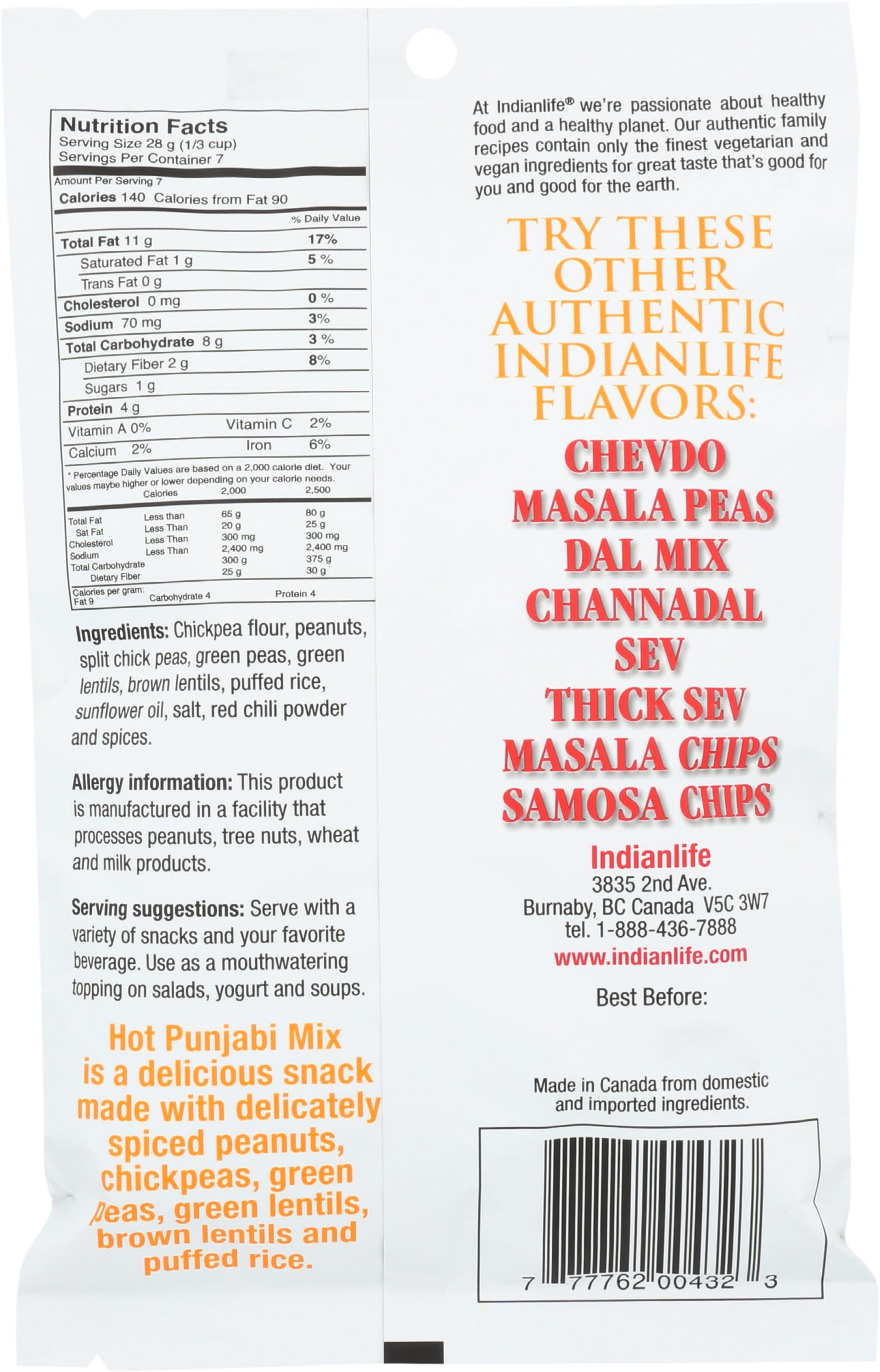Indianlife, Snack Mix Hot Punjabi, 7 Ounce