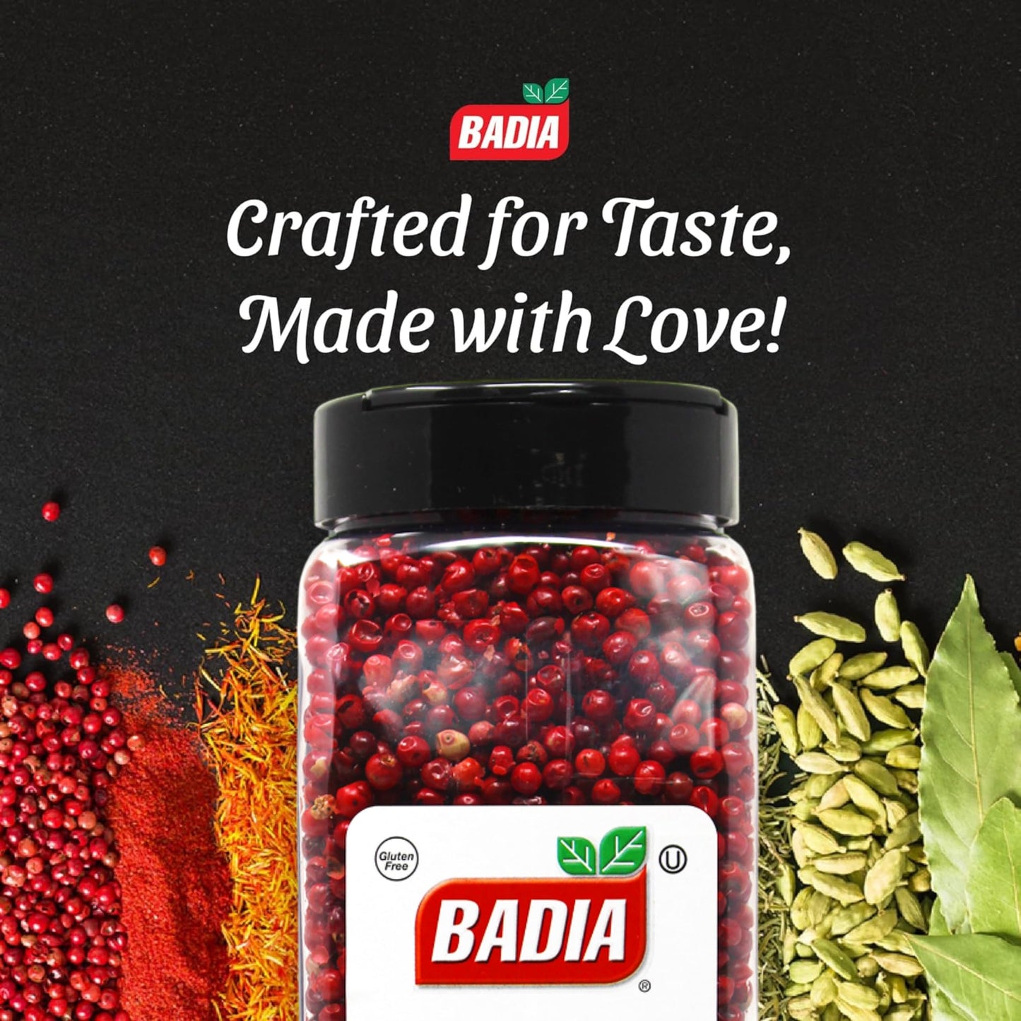 Badia Pink Peppercorn Whole, 9 oz - Sweet, Floral & Mildly Spicy Flavor Pink Pepper, Gluten Free & Kosher