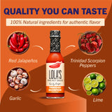 Lola's Fine Hot Sauce Trinidad Scorpion | All-Natural, Low Sodium, Gluten-Free, Keto | Made with Red Jalapeños, Trinidad Scorpion Peppers, Garlic