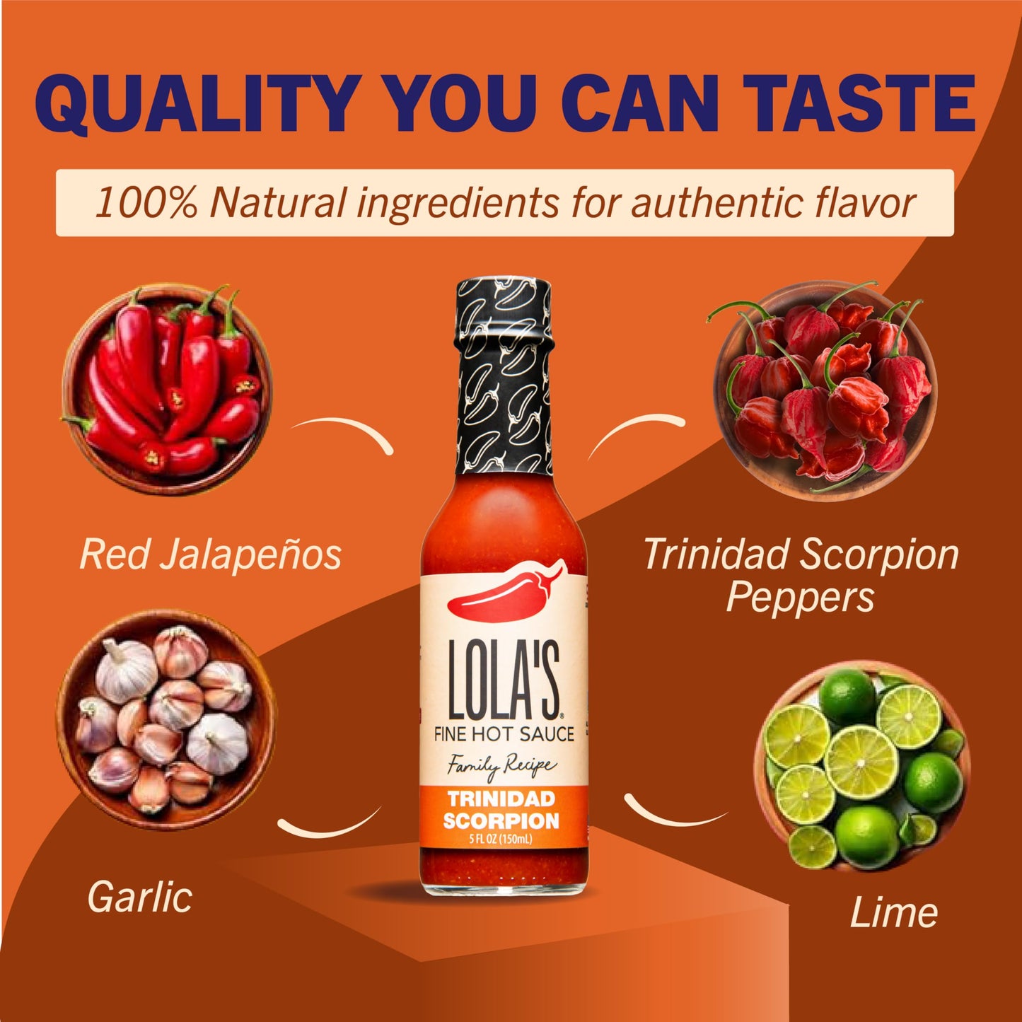 Lola's Fine Hot Sauce 6-Pack Gift Set, Includes Lola's Hot Sauce Original, Green Jalapeño, Ghost Pepper, Trinidad Scorpion, Mango Scotch Bonnet