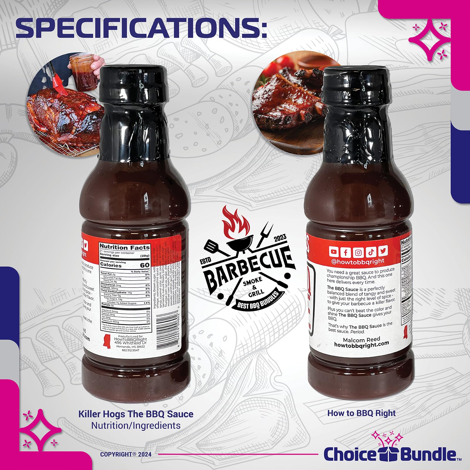 Killer Hogs The BBQ Sauce Memphis Style 3 pk (48 oz) Great to Dip Toss Glaze & More + Barbecue Masters & Bottle Opener (5 Items)!