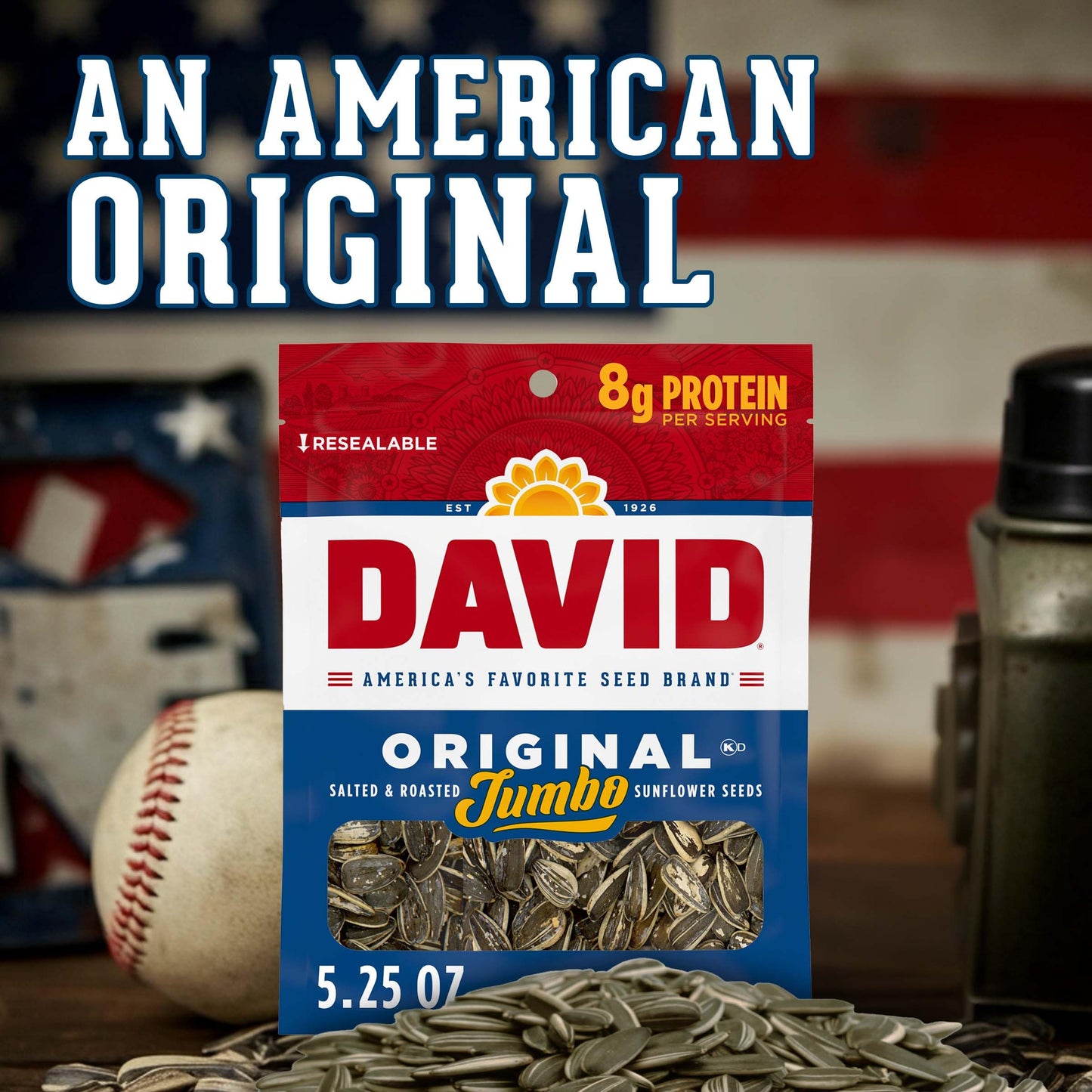 DAVID Sunflower Seeds, Original Flavor, Easter Basket Stuffer for Baseball Players, 5.25 oz.