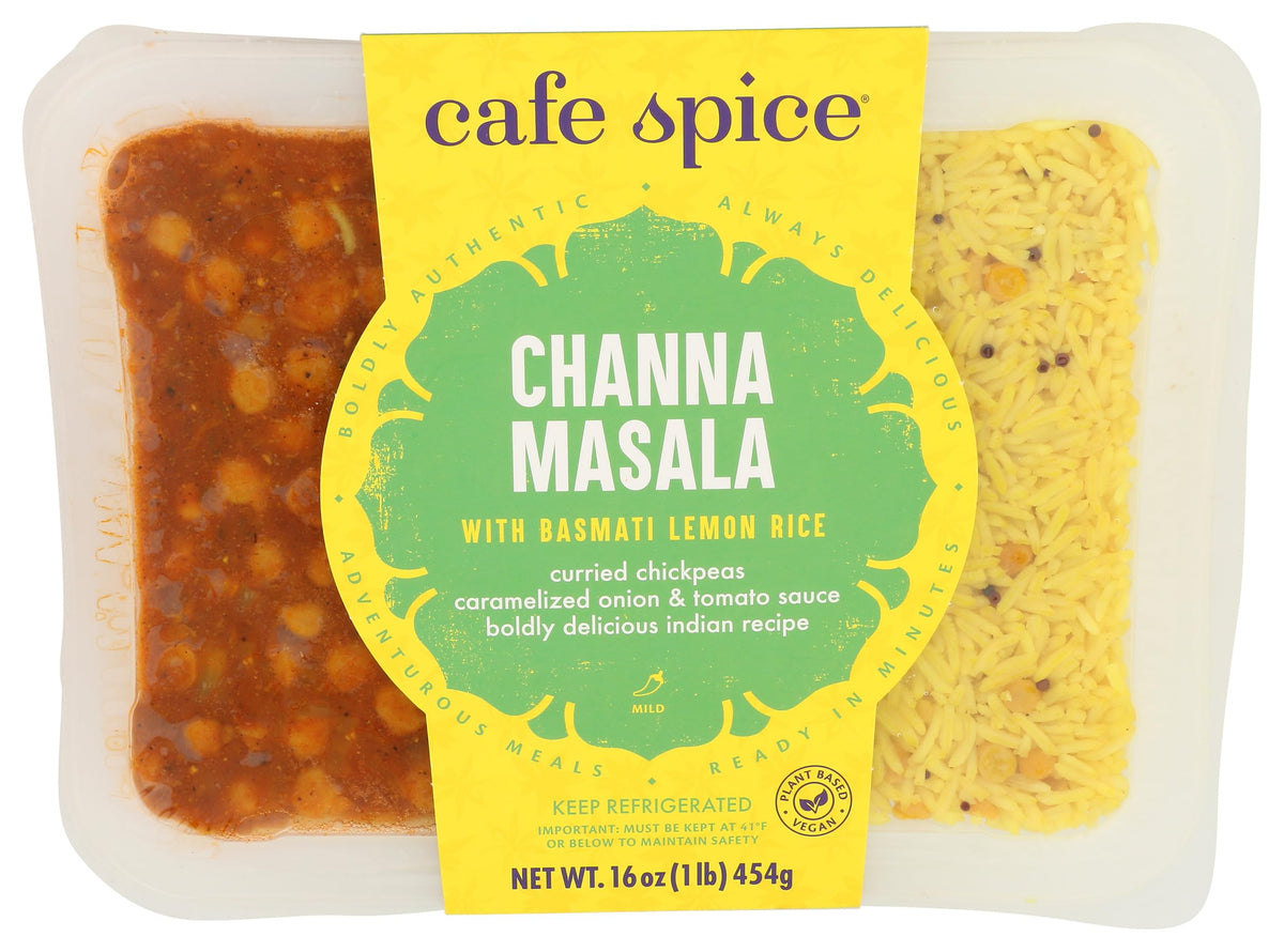 Café Spice Channa Masala with Lemon Rice, Indian Meal, Plant Based, 16oz