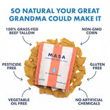 MASA Chips Corn Tortilla Chips Cooked in Beef Tallow - Seed Oil Free Snack, 2pk×5 oz each- Handmade with Only Naturally Grown Corn & Sea Salt, Gluten