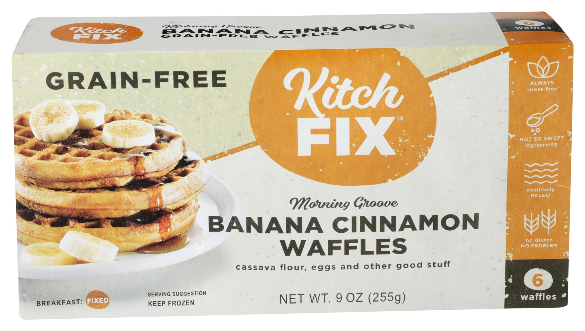 Kitchfix, Waffles Banana Cinnamon Grain Free 6 Count, 9 Ounce